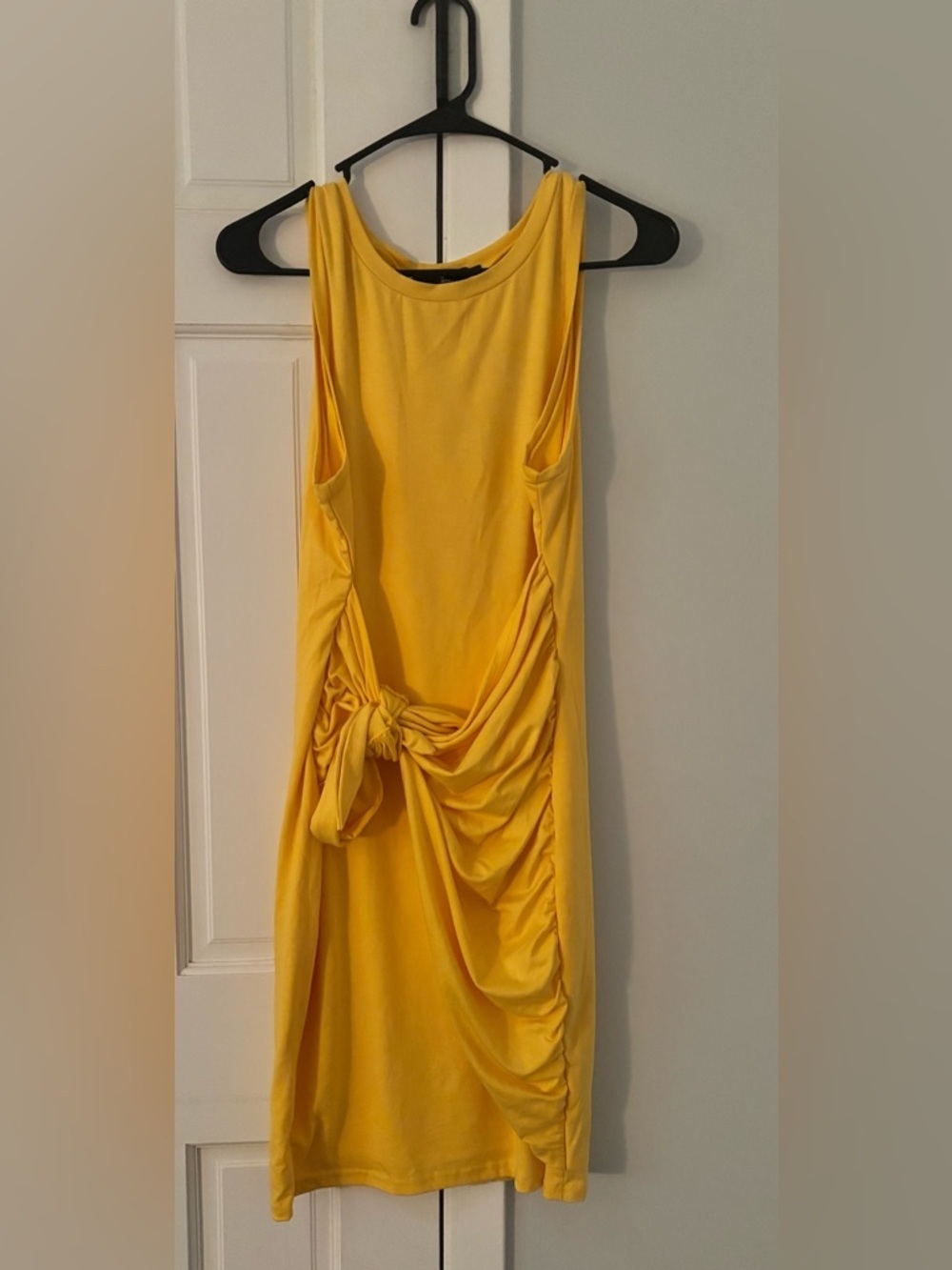Bright Yellow Knot-Front Sleeveless Dress